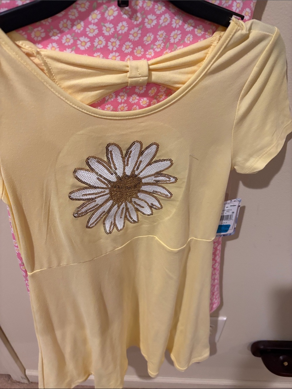 btween Yellow Daisy Bow-Back Casual Dress